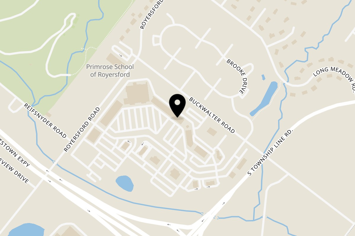 Map showing the location of Sona's Courtyard Restaurant and Cafe on 70 Buckwalter Rd Unit 325 in Royersford